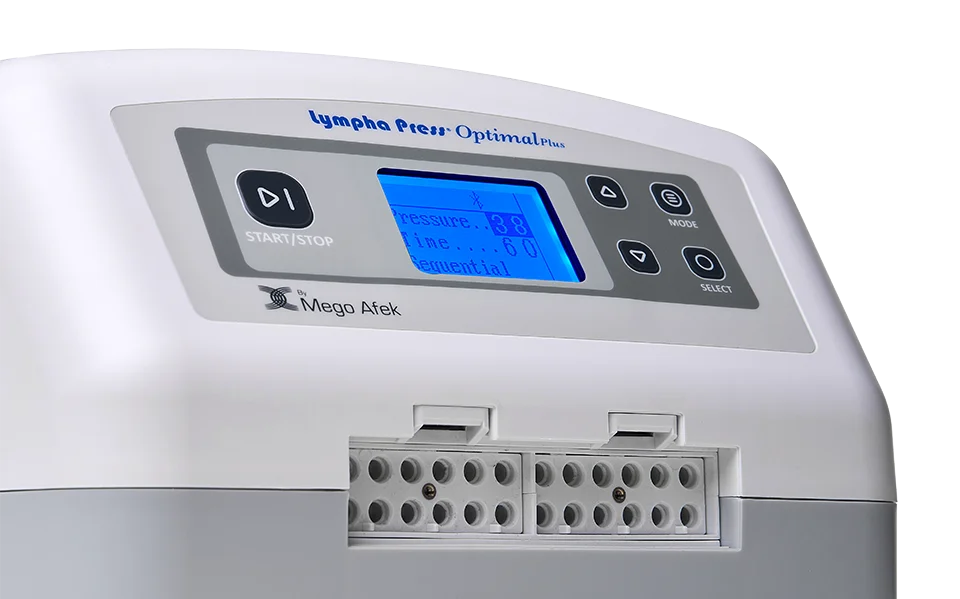 Lympha Press Optimal Plus pneumatic compression controller; representative model, not confirmed practice equipment